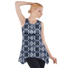 Geometric Monochrome Triangle Side Drop Tank Tunic by Bedest