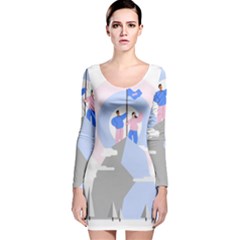 Achievement Success Mountain Clouds Long Sleeve Velvet Bodycon Dress by Modalart