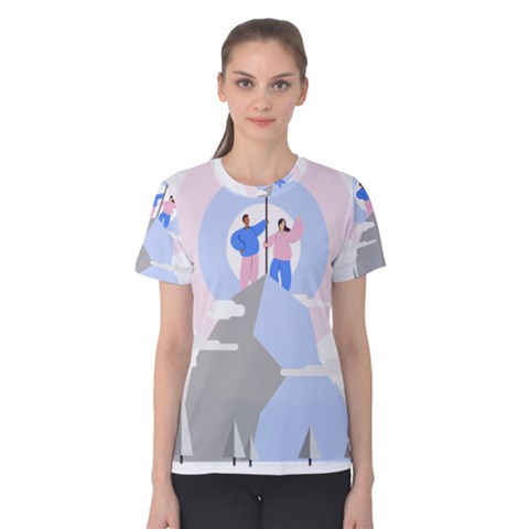 Achievement Success Mountain Clouds Women s Cotton T-shirt by Modalart