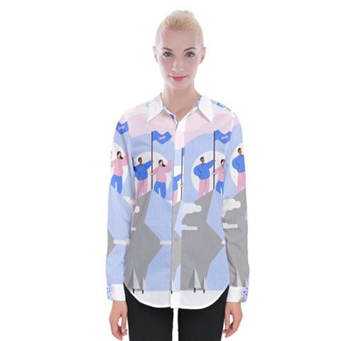 Achievement Success Mountain Clouds Womens Long Sleeve Shirt by Modalart