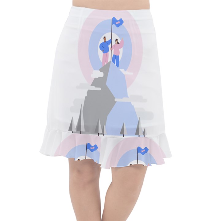 Achievement Success Mountain Clouds Fishtail Chiffon Skirt