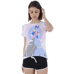 Achievement Success Mountain Clouds Short Sleeve Open Back T-shirt by Modalart