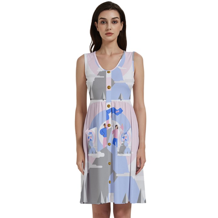 Achievement Success Mountain Clouds Sleeveless Dress With Pocket