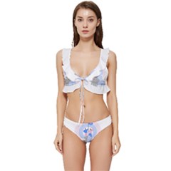 Achievement Success Mountain Clouds Low Cut Ruffle Edge Bikini Set by Modalart