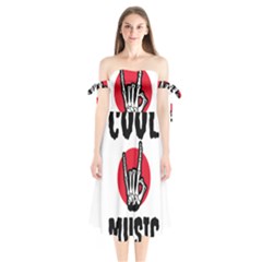 Cool Music Shoulder Tie Bardot Midi Dress by Modalart