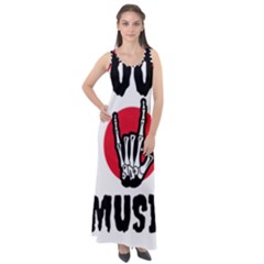 Cool Music Sleeveless Velour Maxi Dress by Modalart