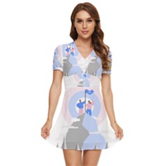 Achievement Success Mountain Clouds V-neck High Waist Chiffon Mini Dress by Modalart