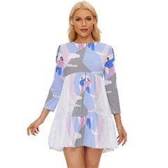 Achievement Success Mountain Clouds Long Sleeve Babydoll Dress by Modalart