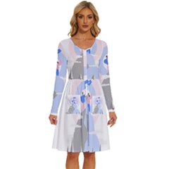 Achievement Success Mountain Clouds Long Sleeve Dress With Pocket by Modalart