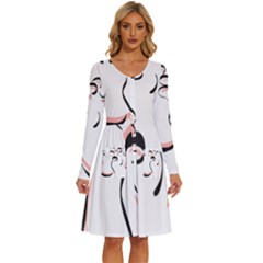 Feet Toes Foot Barefoot Footprint Long Sleeve Dress With Pocket by Modalart