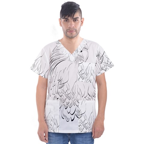 Eagle Birds Of Prey Raptor Men s V-neck Scrub Top by Modalart