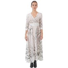 Eagle Birds Of Prey Raptor Button Up Boho Maxi Dress by Modalart