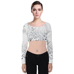 Eagle Birds Of Prey Raptor Velvet Long Sleeve Crop Top by Modalart