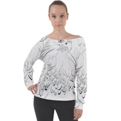 Eagle Birds Of Prey Raptor Off Shoulder Long Sleeve Velour Top by Modalart