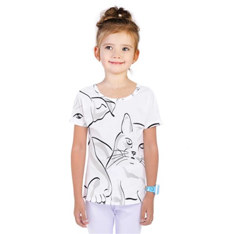 Dog Cat Domestic Animal Silhouette Kids  One Piece T-shirt by Modalart