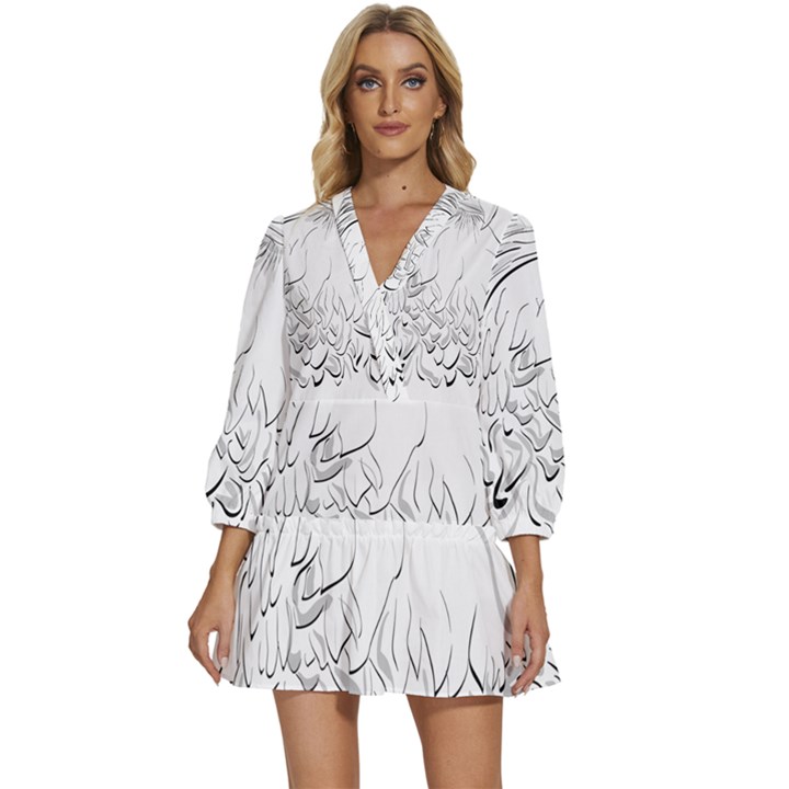 Eagle Birds Of Prey Raptor V-Neck Placket Mini Dress