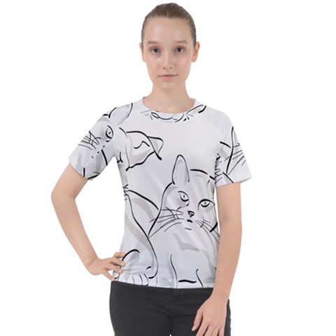 Dog Cat Domestic Animal Silhouette Women s Sport Raglan T-shirt by Modalart