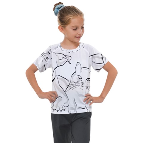 Dog Cat Domestic Animal Silhouette Kids  Mesh Piece T-shirt by Modalart