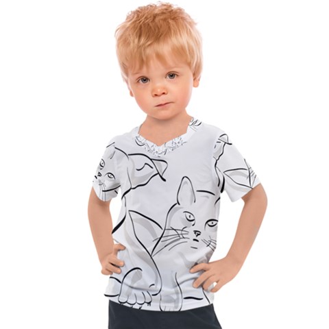 Dog Cat Domestic Animal Silhouette Kids  Sports T-shirt by Modalart