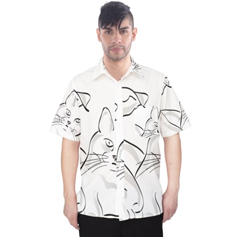 Dog Cat Domestic Animal Silhouette Men s Hawaii Shirt by Modalart