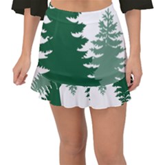 Pine Trees Spruce Tree Fishtail Mini Chiffon Skirt by Modalart