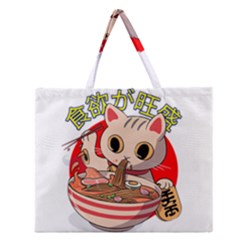 Ramen Cat Noodles Cute Japanes Zipper Large Tote Bag by Modalart