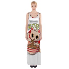 Ramen Cat Noodles Cute Japanes Thigh Split Maxi Dress by Modalart