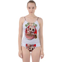 Ramen Cat Noodles Cute Japanes Cut Out Top Tankini Set by Modalart