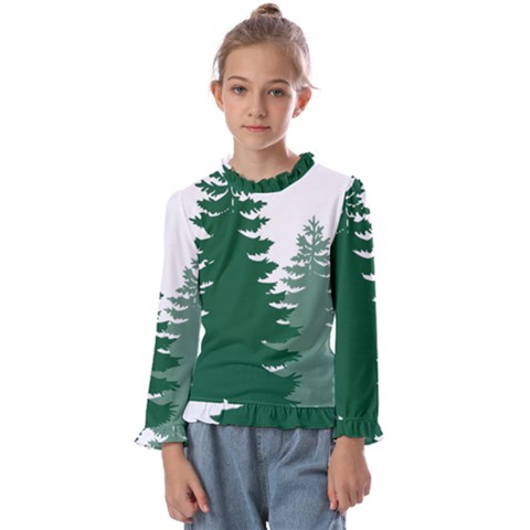 Pine Trees Spruce Tree Kids  Frill Detail T-shirt by Modalart