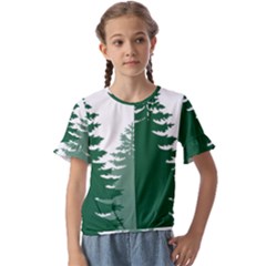 Pine Trees Spruce Tree Kids  Cuff Sleeve Scrunch Bottom T-Shirt