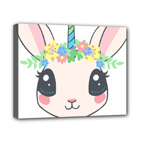 Unicorn Rabbit Hare Wreath Cute Canvas 10  X 8  (stretched) by Modalart