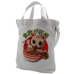 Ramen Cat Noodles Cute Japanes Canvas Messenger Bag by Modalart