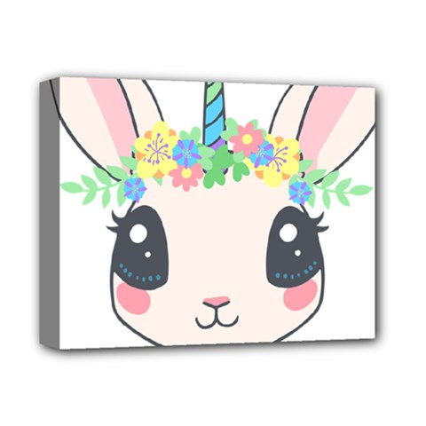 Unicorn Rabbit Hare Wreath Cute Deluxe Canvas 14  X 11  (stretched) by Modalart