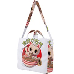 Ramen Cat Noodles Cute Japanes Square Shoulder Tote Bag by Modalart