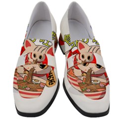 Ramen Cat Noodles Cute Japanes Women s Chunky Heel Loafers by Modalart