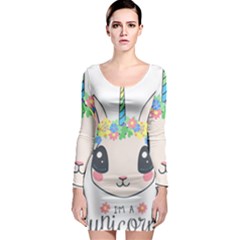 Unicorn Rabbit Hare Wreath Cute Long Sleeve Bodycon Dress by Modalart