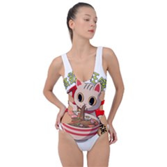 Ramen Cat Noodles Cute Japanes Side Cut Out Swimsuit by Modalart