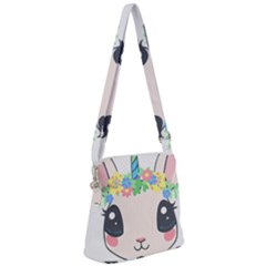 Unicorn Rabbit Hare Wreath Cute Zipper Messenger Bag by Modalart