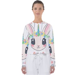 Unicorn Rabbit Hare Wreath Cute Women s Slouchy Sweat