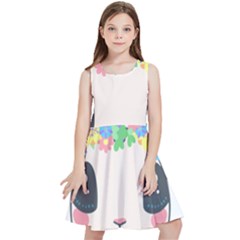 Unicorn Rabbit Hare Wreath Cute Kids  Skater Dress