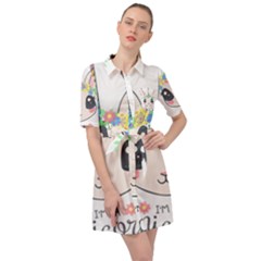 Unicorn Rabbit Hare Wreath Cute Belted Shirt Dress by Modalart