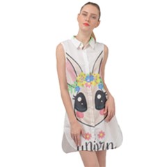 Unicorn Rabbit Hare Wreath Cute Sleeveless Shirt Dress by Modalart