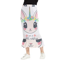 Unicorn Rabbit Hare Wreath Cute Maxi Fishtail Chiffon Skirt by Modalart