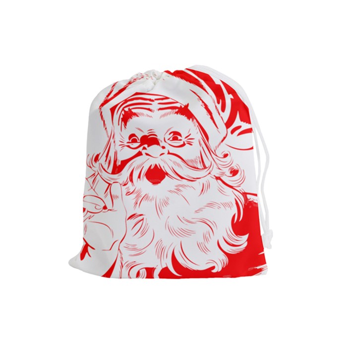 Santa Claus Red Christmas Drawstring Pouch (Large)