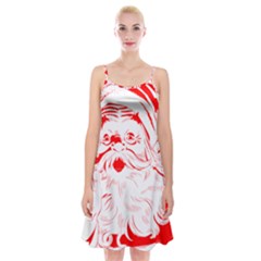 Santa Claus Red Christmas Spaghetti Strap Velvet Dress by Modalart