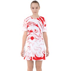 Santa Claus Red Christmas Sixties Short Sleeve Mini Dress by Modalart