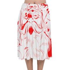 Santa Claus Red Christmas Velvet Flared Midi Skirt