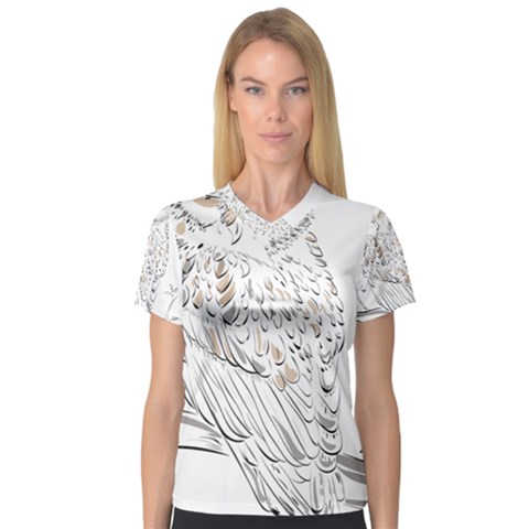 Owl Bird Wildlife Bird Of Prey V-neck Sport Mesh T-shirt by Modalart