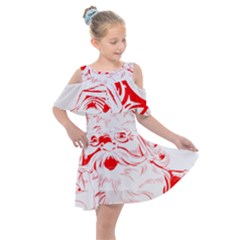 Santa Claus Red Christmas Kids  Shoulder Cutout Chiffon Dress by Modalart