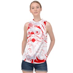 Santa Claus Red Christmas High Neck Satin Top by Modalart